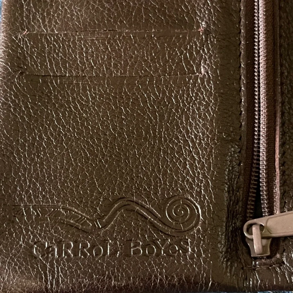 Carrol Boyes brown/black Leather Wallet with Nickel Swirl Button